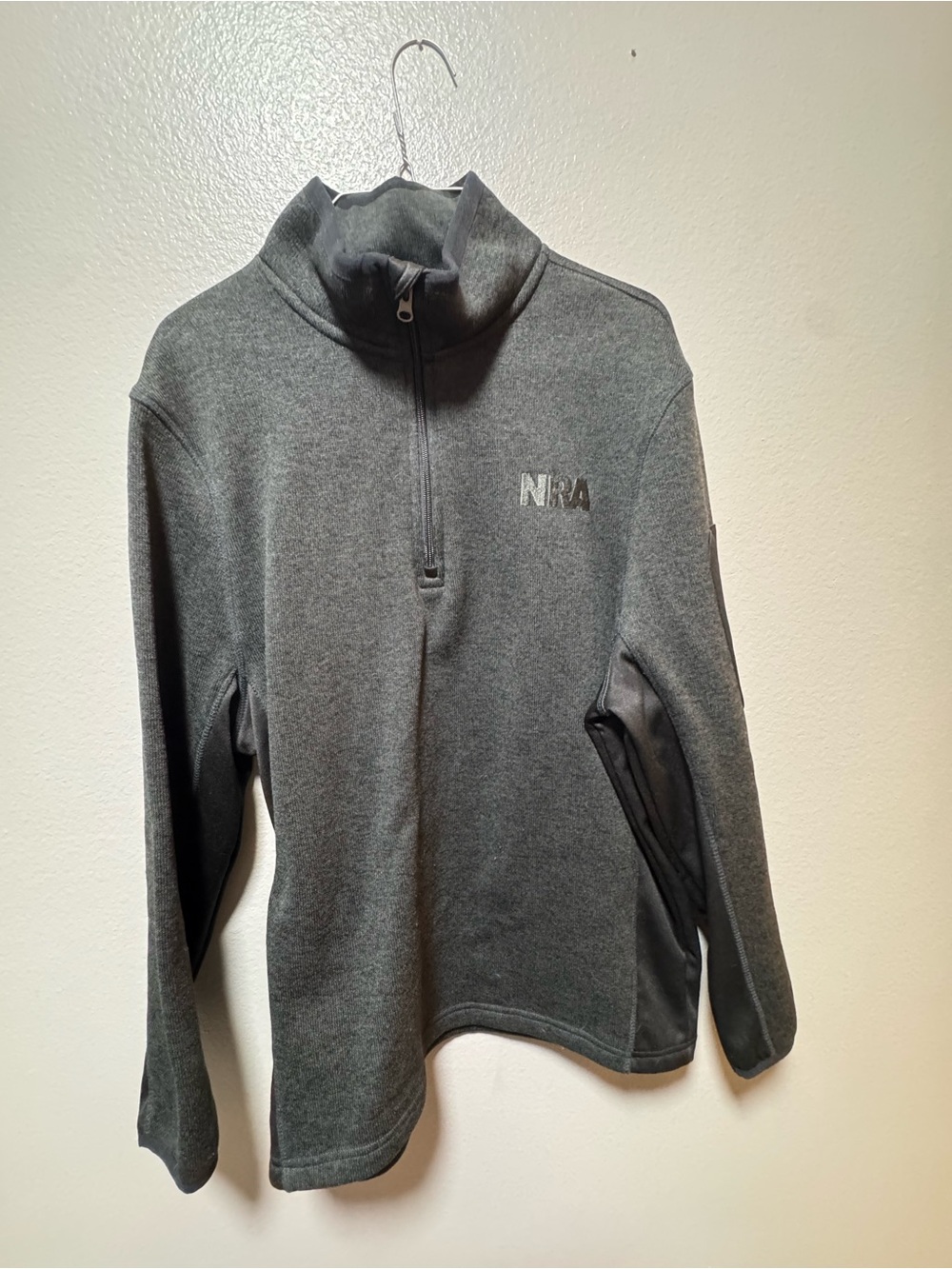 Men's Half-Zip Fleece NRA Pullover Jacket - Black/Gray